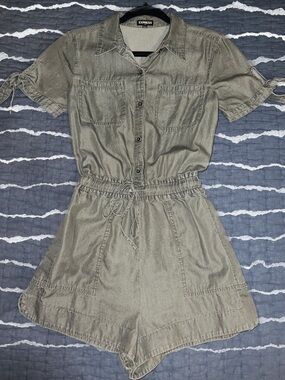 Express Olive Green Romper with Button Front - Size XS - EUC!